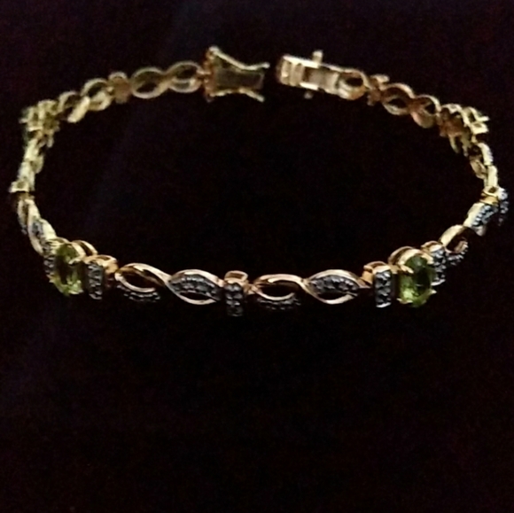 VTG Ross-Simons 14K/925 Natural Peridot + Diamond - Picture 2 of 8